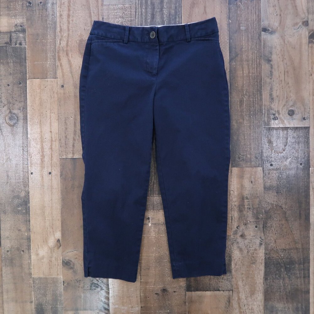 Talbots Size 4 Petite The Perfect Crop Navy Blue Dark Blue Cropped Chino Pants